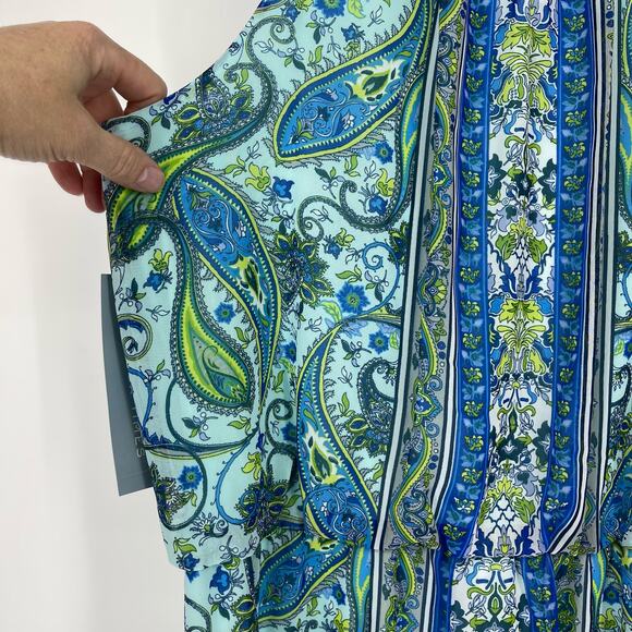 NWT London Times Sleeveless Blue Paisley Dress Sz 14 Garden Fairy Flowy Y2K 90s - Picture 10 of 16